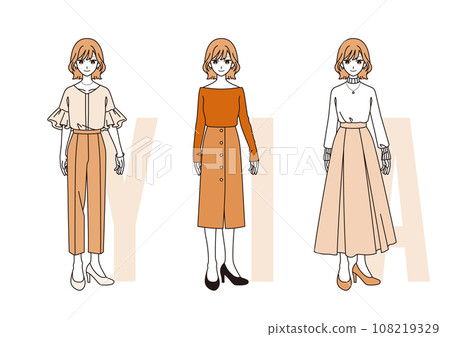Three major fashion silhouettes [Women] Orange ver. 108219329