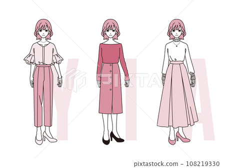 Three major fashion silhouettes [Women] Pink ver. 108219330