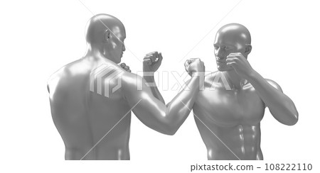 3d render of two boxing shirtless men on white background. 3d render of two boxing shirtless men on white background. 108222110