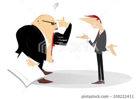 Angry boss and employee. Angry chief scolds his employee	 108222411