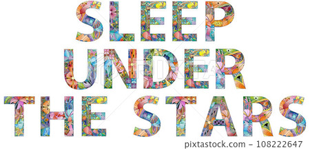 SLEEP UNDER THE STARS. Vector decorative zentangle object for any purpose 108222647