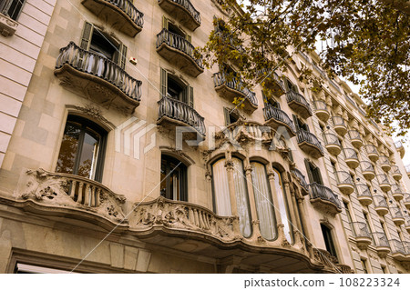 Details of authentic buildings located on main avenue of Barcelona Passage de Gracia Details of authentic buildings located on main avenue of Barcelona Passage de Gracia 108223324