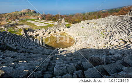 The ruins of an ancient Roman theater in Tlos, Turkey. 108223355