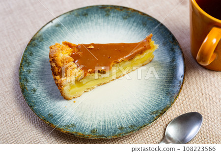 Piece of caramel apple pie served in a plate Piece of caramel apple pie served in a plate 108223566