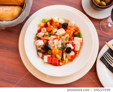 Seafood Salpicon is a popular salad of Spanish cuisine Seafood Salpicon is a popular salad of Spanish cuisine 108223599