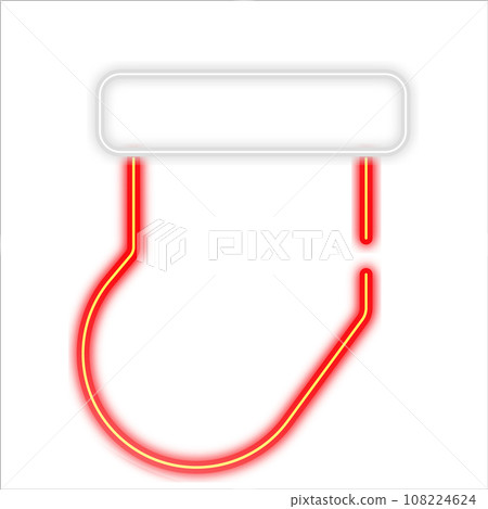 Red christmas sock or christmas stocking, sock shaped bag with neon glow on a white background vector. Design element for decoration of Christmas, winter holidays and New Year Red christmas sock or christmas stocking, sock shaped bag with neon glow on a white background vector. Design element for decoration of Christmas, winter holidays and New Year 108224624