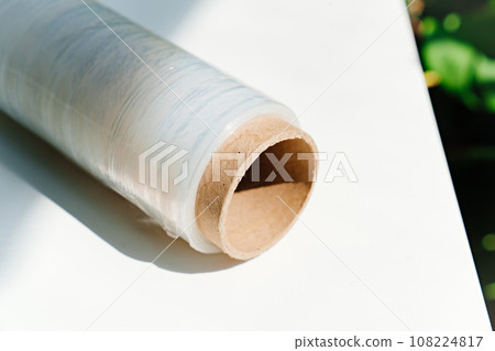 roll of PVC film. polymeric material made of polyvinyl chloride. 108224817