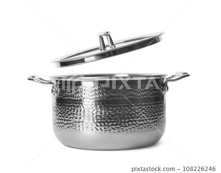 Steel pot with lid isolated on white 108226246