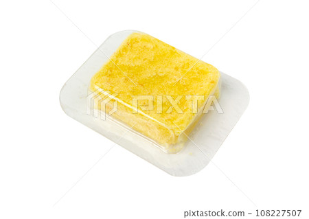Bouillon chicken cubes isolated on white background. Flavor cubes Bouillon chicken cubes isolated on white background. Flavor cubes 108227507