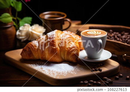 photo of artisan coffee, pastries, and a cozy atmosphere AI generated 108227613