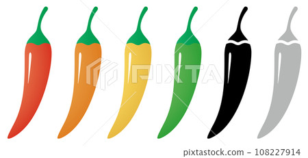 Chili pepper, chili pepper vector illustration set 108227914