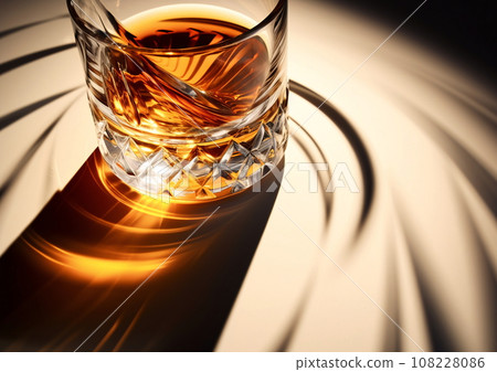 Whiskey Glass with Caustics and Dramatic Lighting AI Generated 108228086