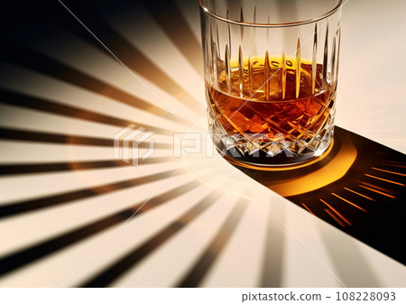 Whiskey Glass with Caustics and Dramatic Lighting AI Generated 108228093