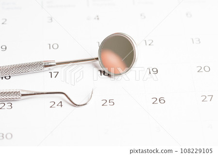 Dental appointment reminder in calendar, healthy teeth, dental health care. Dental appointment reminder in calendar, healthy teeth, dental health care. 108229105