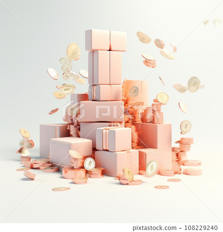 stack of coins. Pastel background. 3D rendering. Financial and investment business concepts 108229240
