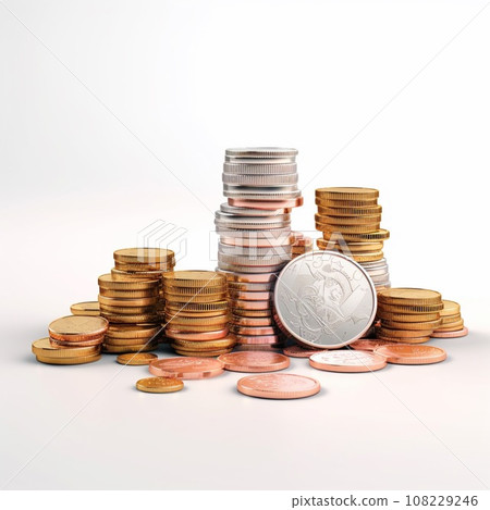 stack of coins. Pastel background. 3D rendering. Financial and investment business concepts 108229246