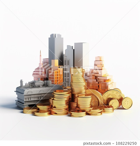 stack of coins. Pastel background. 3D rendering. Financial and investment business concepts 108229250