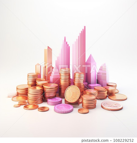 stack of coins. Pastel background. 3D rendering. Financial and investment business concepts 108229252