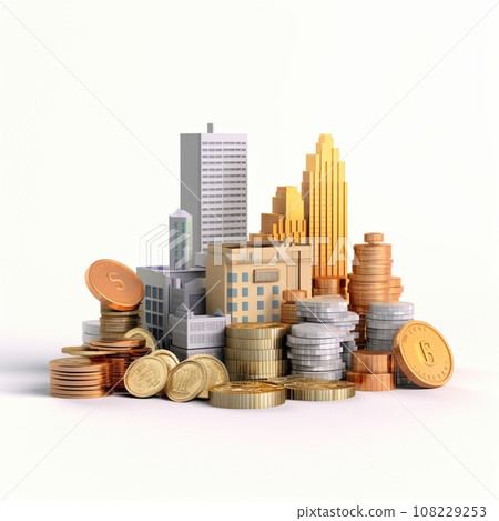 stack of coins. Pastel background. 3D rendering. Financial and investment business concepts 108229253