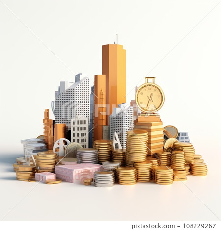 stack of coins. Pastel background. 3D rendering. Financial and investment business concepts 108229267
