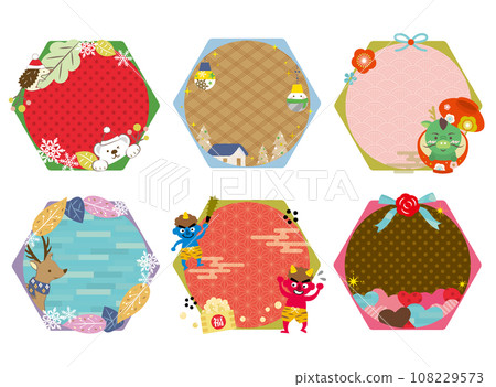 Winter heading set Christmas, New Year, Setsubun, Valentine [no text] 108229573