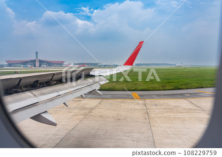 Scenery from the window of a plane arriving at Noi Bai International Airport in Hanoi, Vietnam 108229759