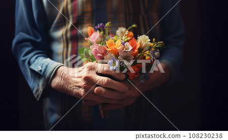 爺爺的手拿著一束小花 AI 生成的圖像 爺爺的手拿著一束小花 AI 生成的圖像 108230238