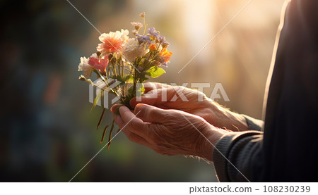 爺爺的手拿著一束小花 AI 生成的圖像 爺爺的手拿著一束小花 AI 生成的圖像 108230239