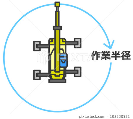Flat illustration of a crane truck lifting materials and cargo at a construction site Flat illustration of a crane truck lifting materials and cargo at a construction site 108230521