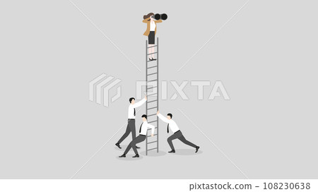 Global recession concept. A vision businessman uses binoculars, look for opportunities 108230638