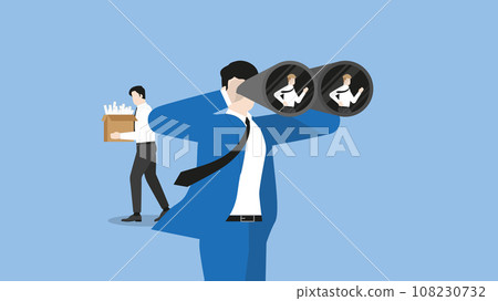 A businessman uses binoculars to look for a green up graph A businessman uses binoculars to look for a green up graph 108230732