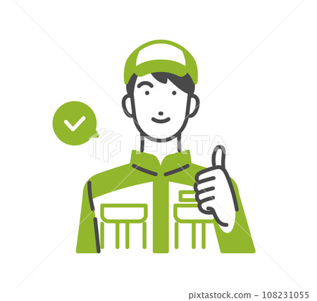 一個穿著工作服的男人給了一個好兆頭 一個穿著工作服的男人給了一個好兆頭 108231055