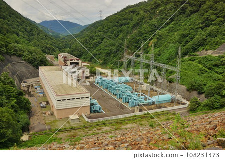 Okukiyotsu power plant seen from the top of Futai Dam 108231373