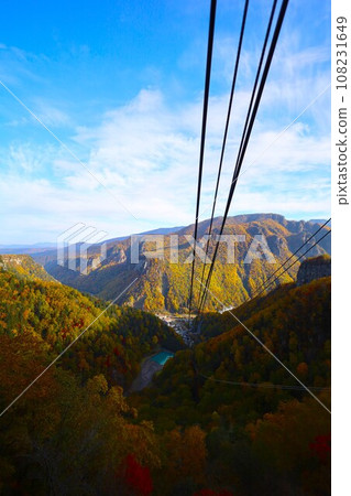 Blazing autumn, Hokkaido in brocade autumn, October, autumn leaves in Sounkyo, Mt. Kurodake ropeway, Mt. Kurodake climbed by ropeway, red-yellow autumn leaves Blazing autumn, Hokkaido in brocade autumn, October, autumn leaves in Sounkyo, Mt. Kurodake ropeway, Mt. Kurodake climbed by ropeway, red-yellow autumn leaves 108231649
