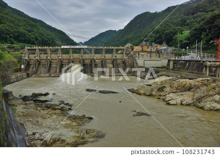 Odagiri Dam embankment and water discharge 108231743
