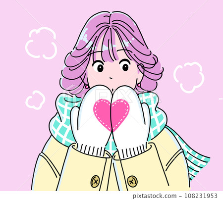 戴著手套的復古流行女孩 戴著手套的復古流行女孩 108231953