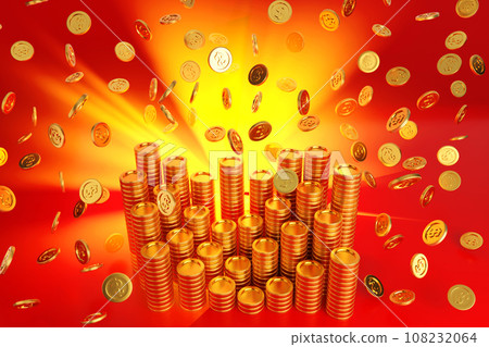 Coins explosion or falling gold coin, jackpot casino or business success concept, 3d render. 108232064