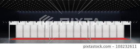 White mockup template design booth exhibition stand display for event trade fair hall, 3D rendering. 108232611