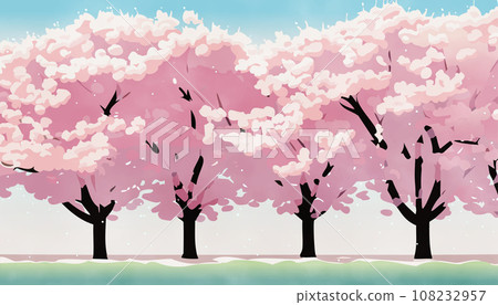 春天晴朗天空中的櫻花樹背景素材 春天晴朗天空中的櫻花樹背景素材 108232957