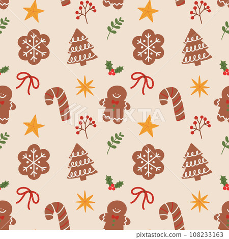 Hand-drawn Christmas Illustration Seamless Pattern 108233163