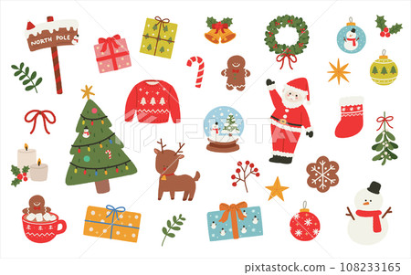 Set of Hand drawn Christmas Element Illustration Set of Hand drawn Christmas Element Illustration 108233165