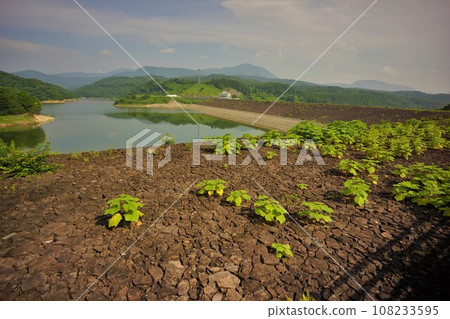 Nanakita Dam embankment and dam lake 108233595