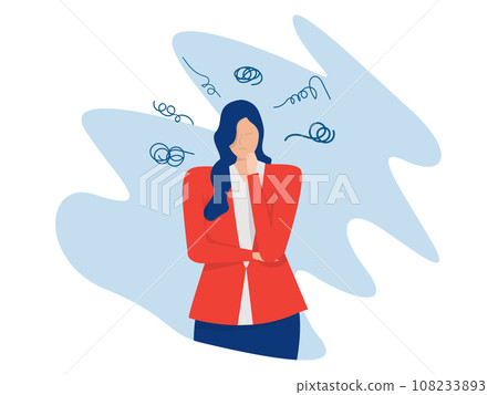 Mental health,busineswoman feel distressed worried suffer from panic attack with afraid shadows around vector illustration Mental health,busineswoman feel distressed worried suffer from panic attack with afraid shadows around vector illustration 108233893