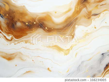 Luxury Gold Marble texture background. Panoramic Marbling texture design for Banner, invitation, wallpaper, headers, website, print ads, packaging design template. AI Generative. 108234005
