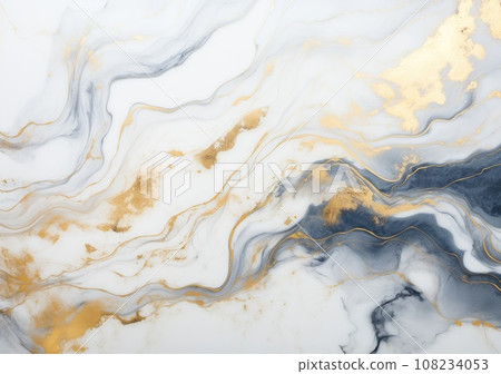 Luxury Gold Marble texture background. Panoramic Marbling texture design for Banner, invitation, wallpaper, headers, website, print ads, packaging design template. AI Generative. 108234053
