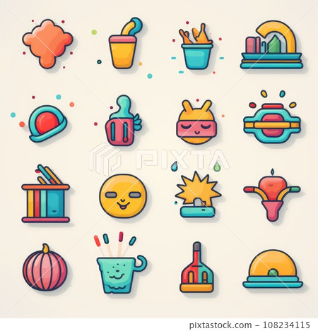 collection of colorful and vibrant phone icon. AI Generative. 108234115