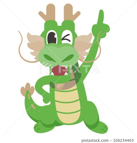 Cute dragon character illustration_ number one 108234403