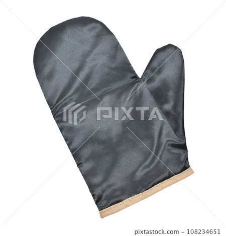 black protective glove isolated on white background, kitchen mitten black protective glove isolated on white background, kitchen mitten 108234651