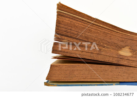 close up brown old book isolated on white background, vintage style 108234677