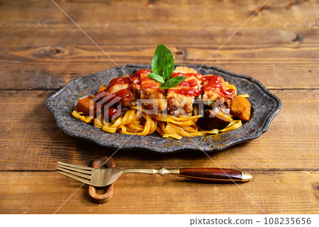 Neapolitan and basil cheese cutlet 108235656